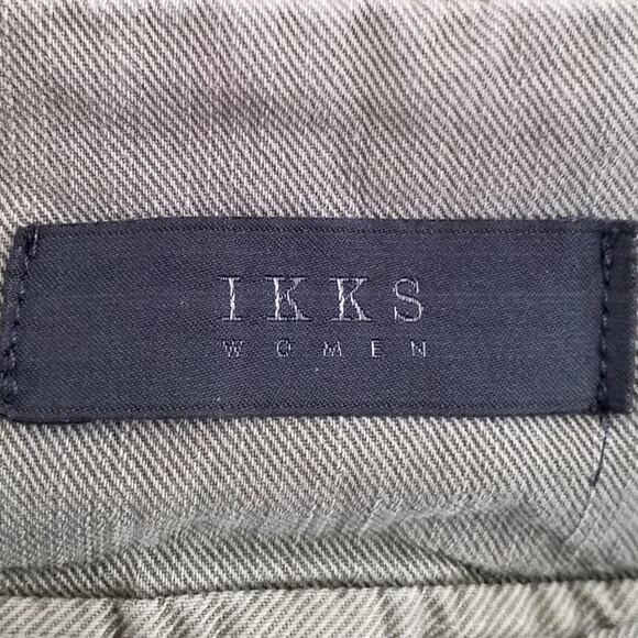 IKKS Olive Green Cargo Pants 36 High Rise Stretch Utility Military Style - Picture 5 of 6